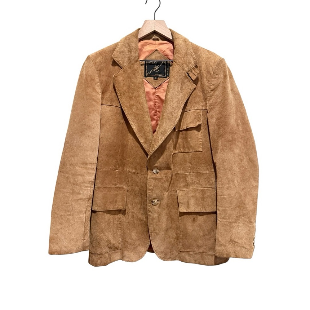 Vintage Lance Limited Tan Suede Leather Blazer Jacket Size 42 Made in Korea